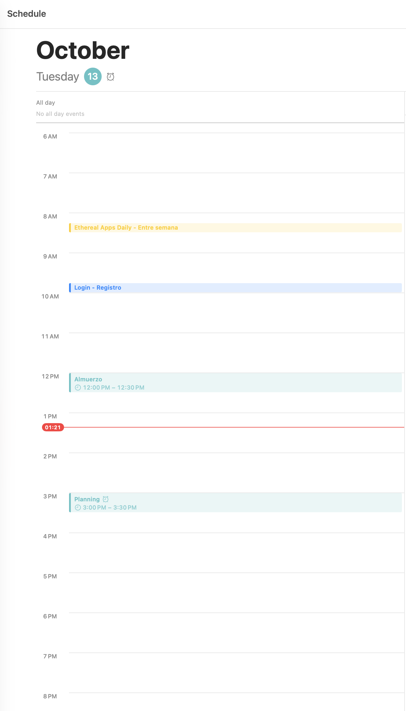 Agenda diaria en Brief Summary