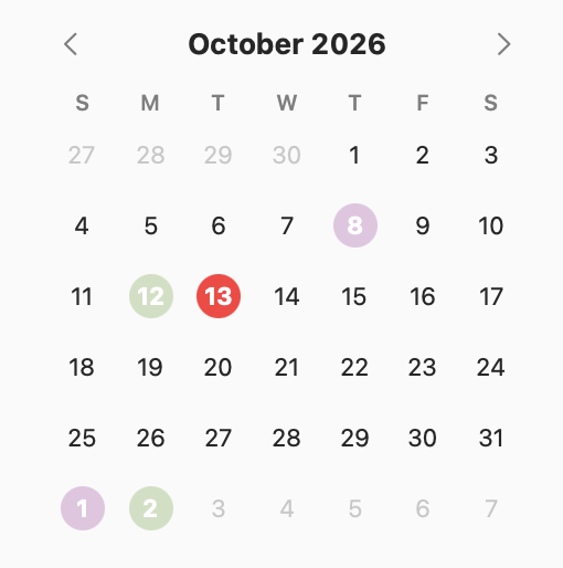 Mini calendario en Brief Summary